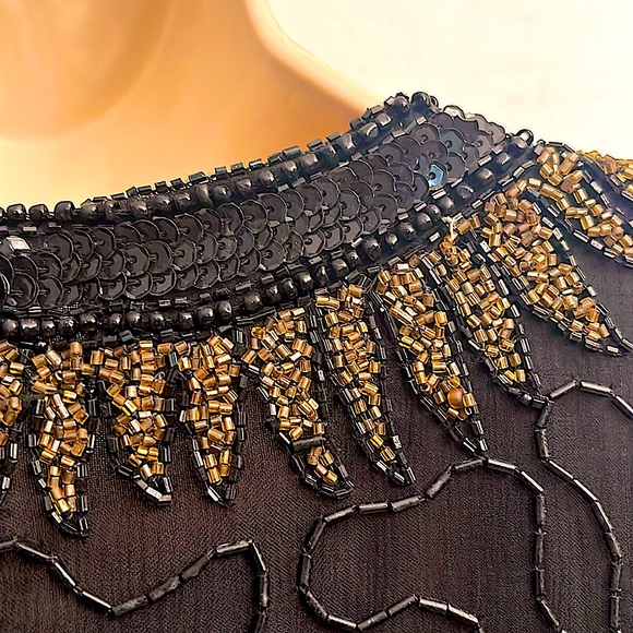 VTG beaded cocktail holiday sparkle dress - Picture 7 of 14